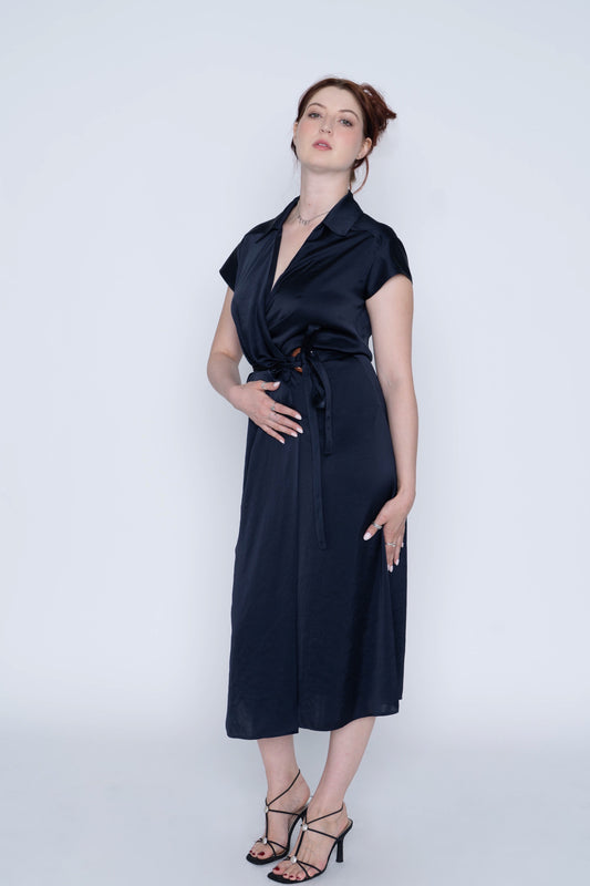 Claudie Pierlot Navy S/S Wrap Dress Size M
