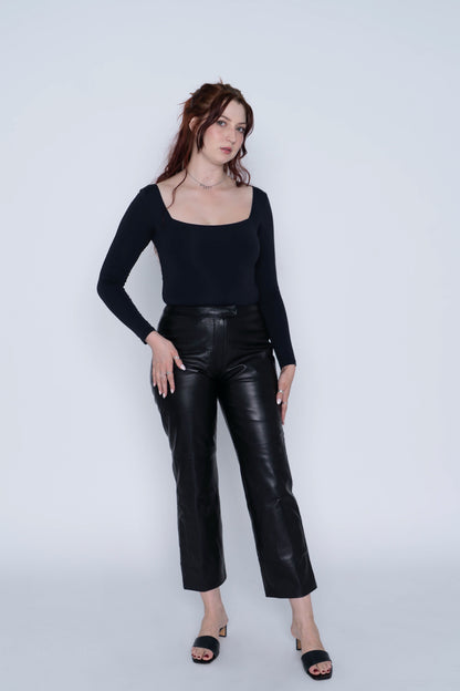 Vintage Danier Black Leather Pants Size 8
