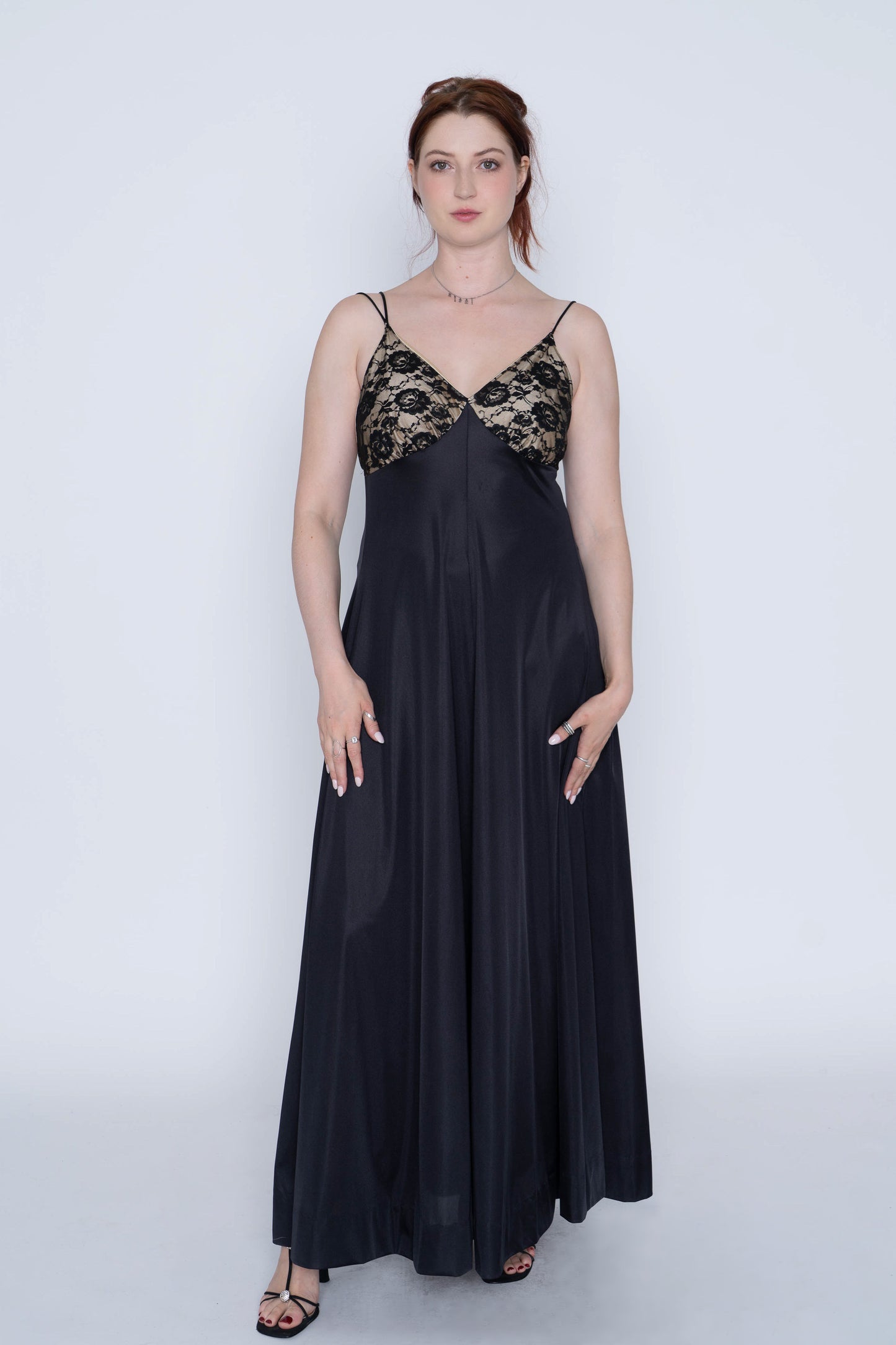 Vintage Le Voy’s Black Lace/Satin Evening Gown