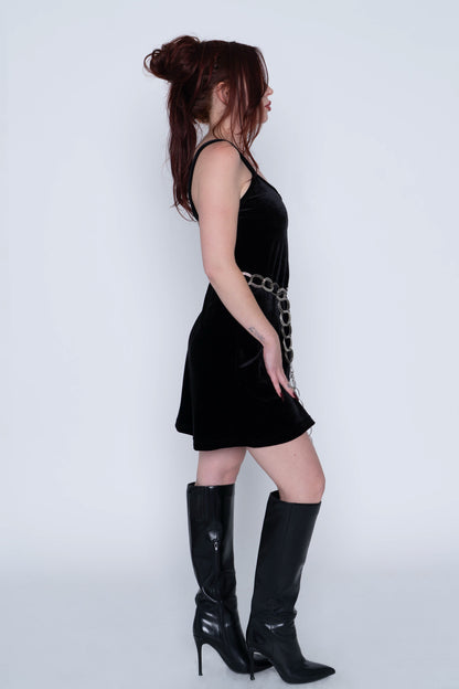 Carrall Reed Black Velvet Mini Dress Size Medium