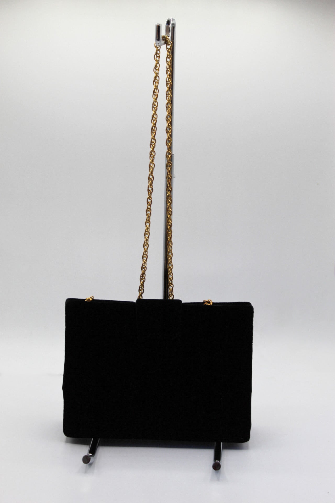 Ingledews Black Velvet Gold Chain Bag