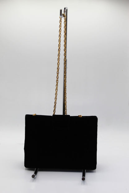 Ingledews Black Velvet Gold Chain Bag