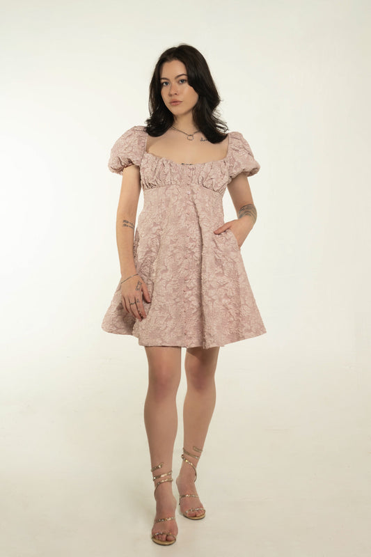 En Saison Dusty Rose Floral Patterned Babydoll Dress Size XS