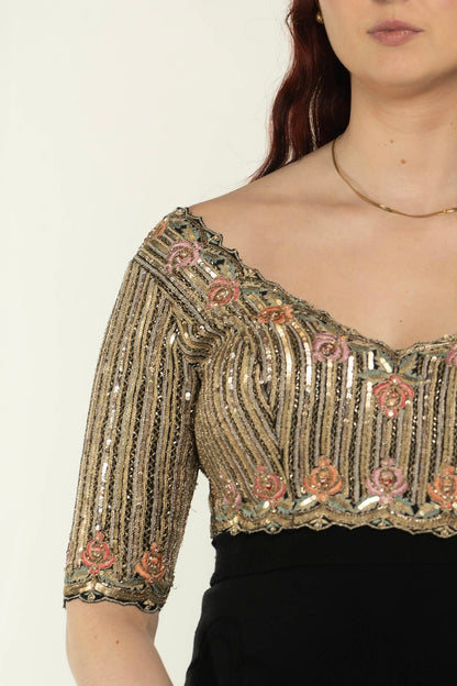 Paulmi & Harsh Gold/Muticolour Beaded Top Size Medium