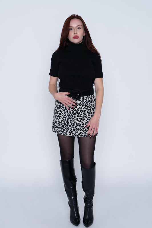 Maje Black/White Leopard Mini Size 38