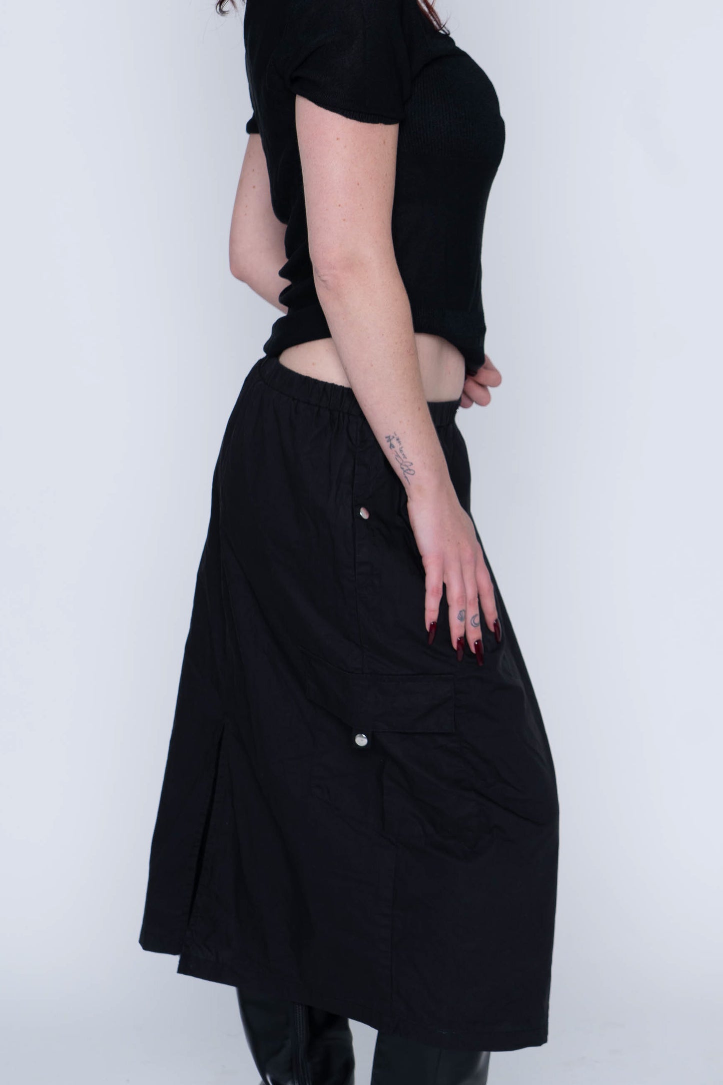 Rachel Zoe Black Utility Midi Skirt Size M